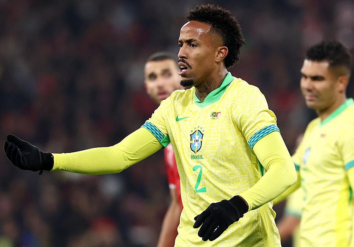 Eder Militao, durante el amistoso entre Brasil y Túnez.