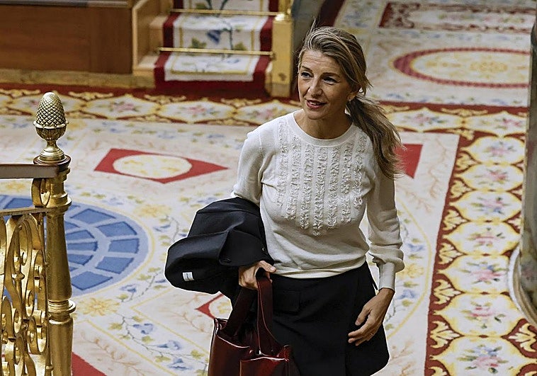 La vicepresidenta segunda, Yolanda Díaz, durante la sesión de control al Gobierno en el Congreso.