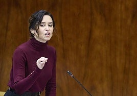 La presidenta de la Comunidad de Madrid, Isabel Díaz Ayuso, durante un pleno de la Asamblea de Madrid, a 20 de noviembre de 2025.