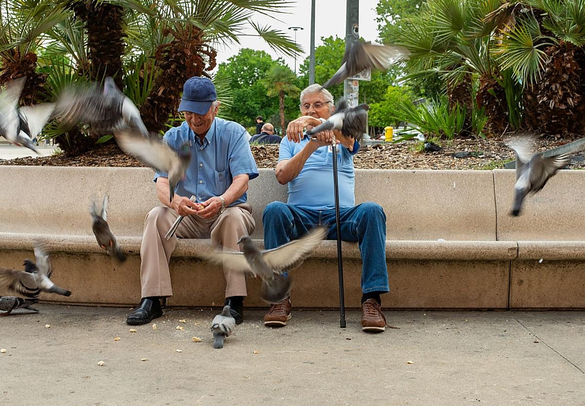 Dos jubilados, en un parque.