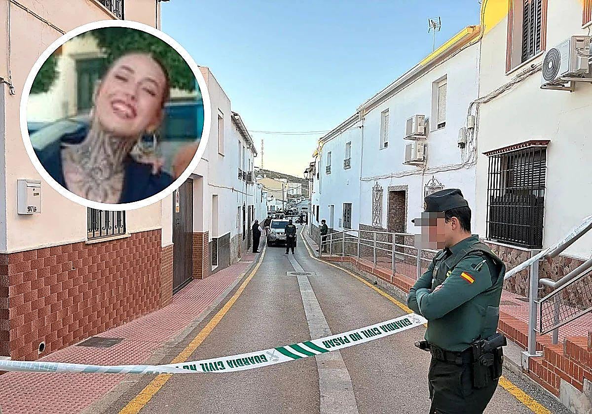 Efectivos de la Guardia Civil en el lugar de los hechos. Arriba, a la izquierda, Concha, la joven asesinada.