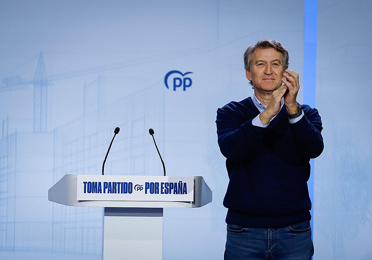 Feijóo, durante un acto del PP este sábado en Burgos.