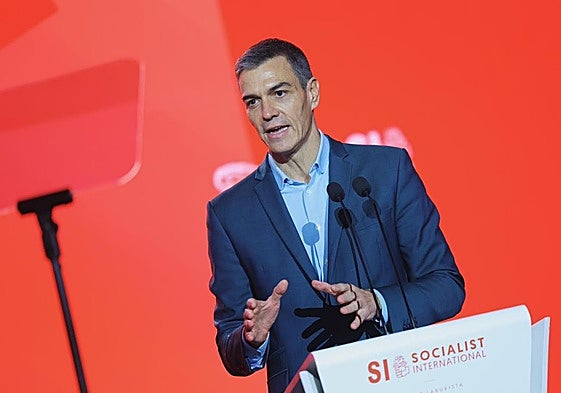 El presidente del Gobierno, Pedro Sánchez, durante su discurso en Malta.