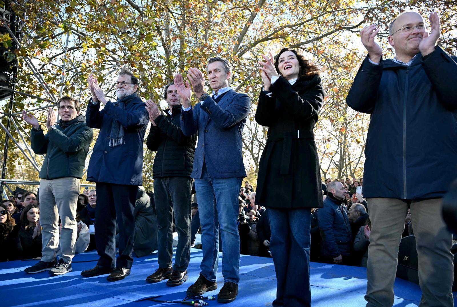 La plana mayor del PP, durante la manifestación.