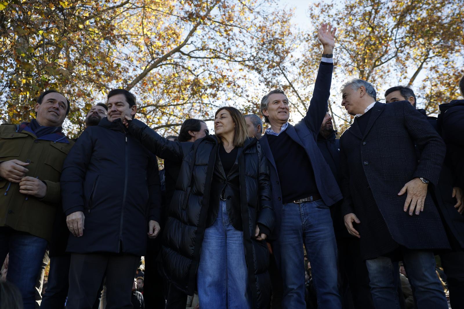 Los barones territoriales del PP, durante el acto.