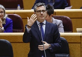 El ministro de Justicia, Félix Bolaños, durante su comparecencia en la sesión de control al Gobierno en el Senado.