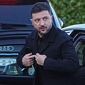 Volodímir Zelenski, este martes a su llegada a la residencia de la presidenta irlandesa.