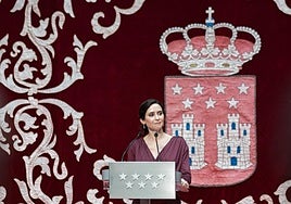 Ayuso este viernes durante un acto en conmemoración del 47º aniversario de la Constitución.