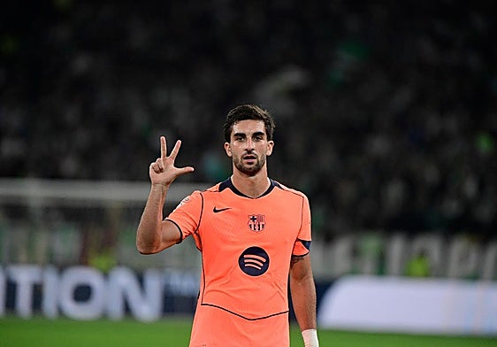 Ferran Torres celebra su tercer gol en La Cartuja.