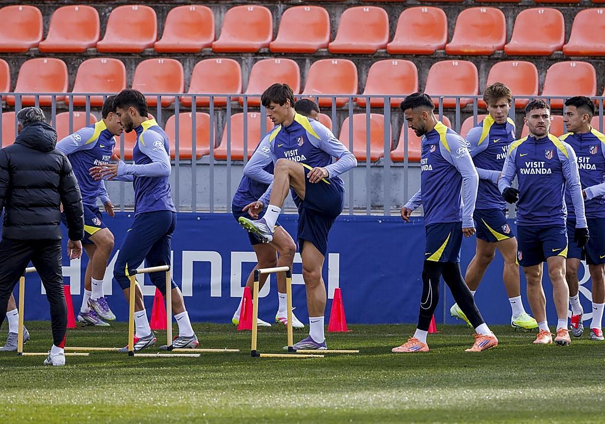 Atlético players during a training session.