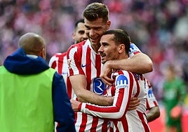 Griezmann celebra el gol de la victoria ante el Valencia.