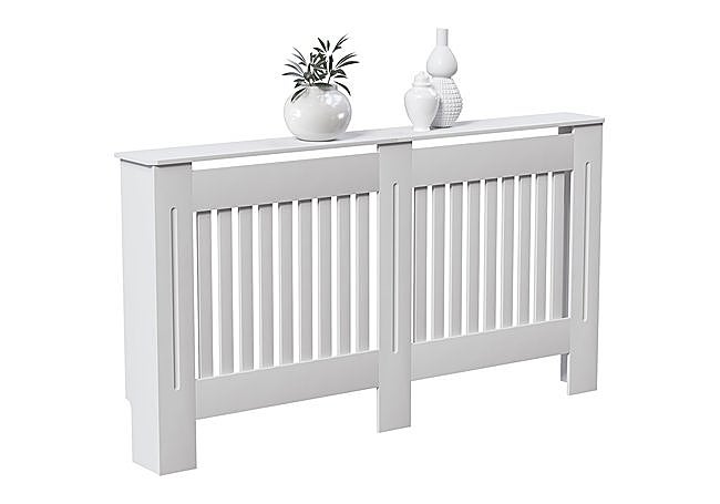 Cubre Radiadores Moderno - PVC Blanco, Estante Decorativo, Medidas 90x90x20cm, Fácil Montaje