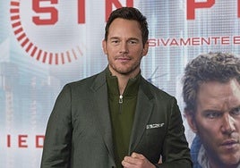Chris Pratt, en el photocall organizado en el Four Seasons de Madrid para presentar 'Sin piedad'.
