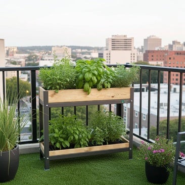 Monta tu huerto urbano en casa con esta práctica jardinera elevada para balcones
