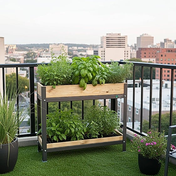 Monta tu huerto urbano en casa con esta práctica jardinera elevada para balcones