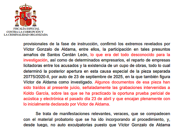 Anticorrupción quería rebajar la pena a Aldama por ayudar a imputar a Cerdán pero se lo vetaron