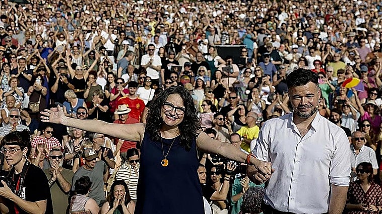 Rufián y Oltra escenifican en Valencia su apuesta por la unidad de las izquierdas «provincia a provincia»