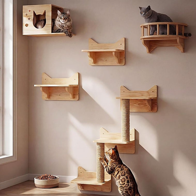 Los mejores estantes y baldas de pared para que tu gato haga ejercicio y vigile desde las alturas