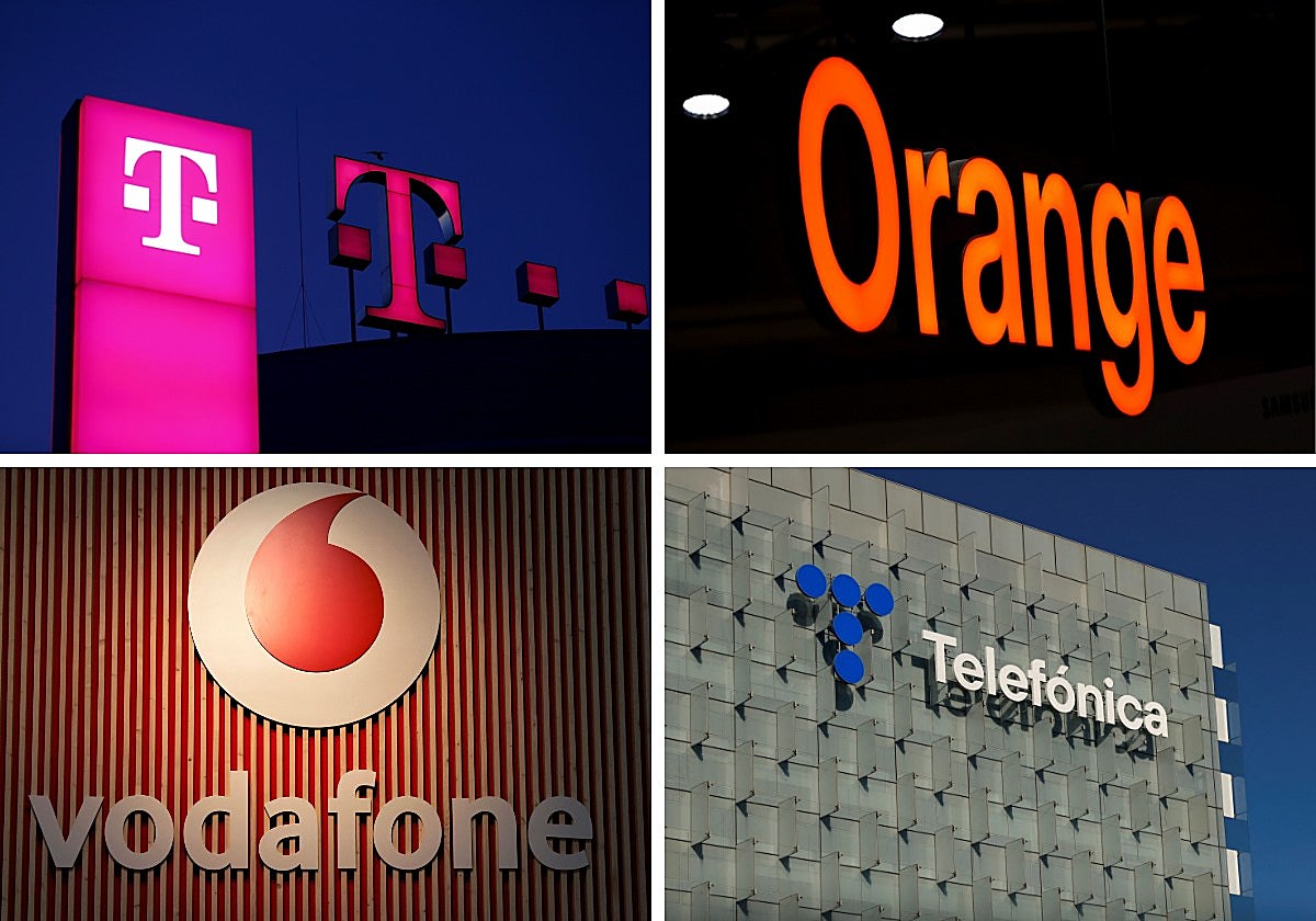 Los logos de Deutsche Telekom, Orange, Vodafone y Telefónica.