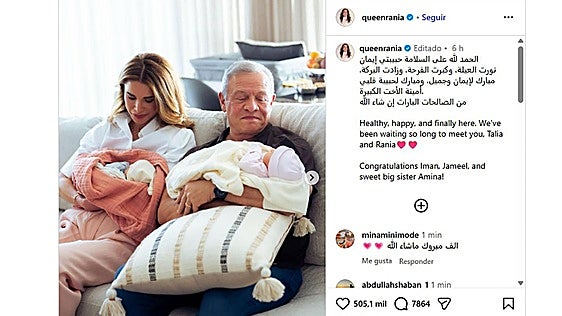 Rania de Jordania, abuela por partida doble