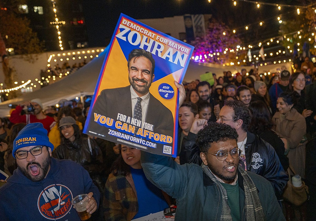 Simpatizantes del demócrata Zohran Mamdani en Nueva York.