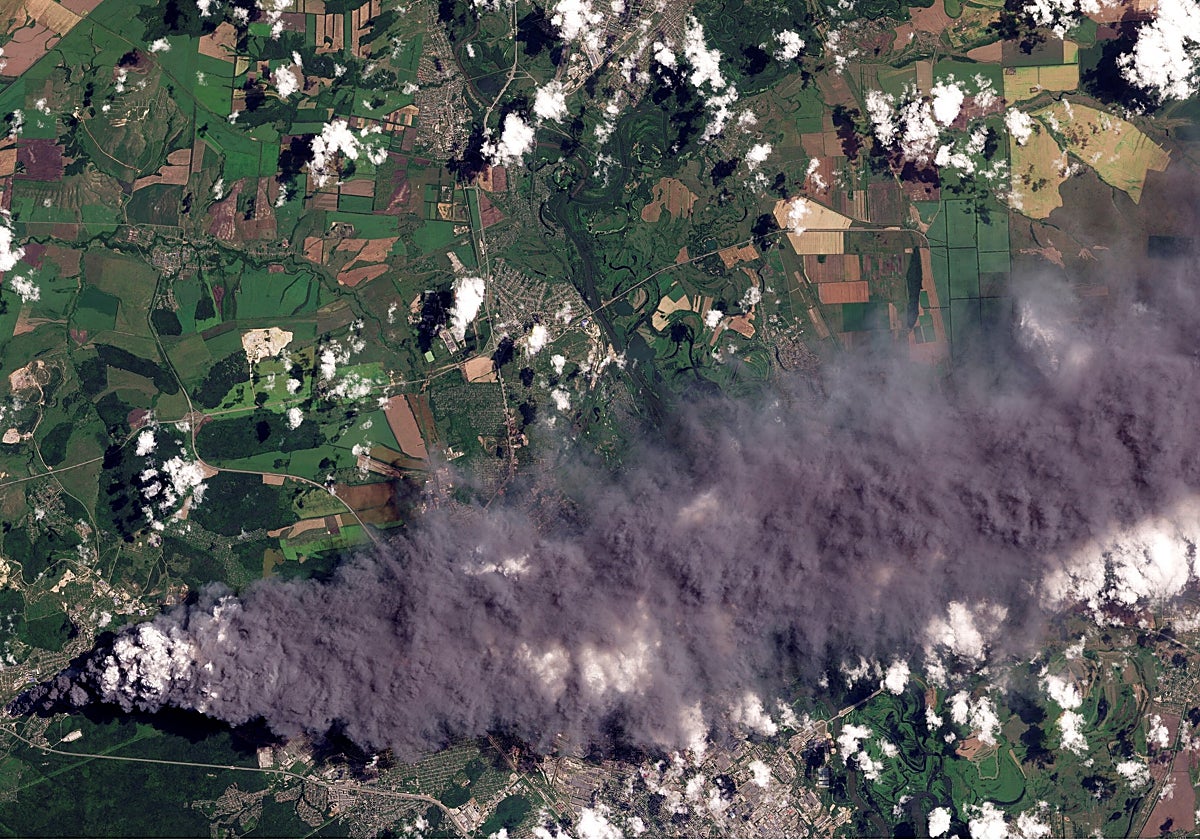 Imagen aérea del último ataque contra un centro logístico de Wildberries en Rusia.