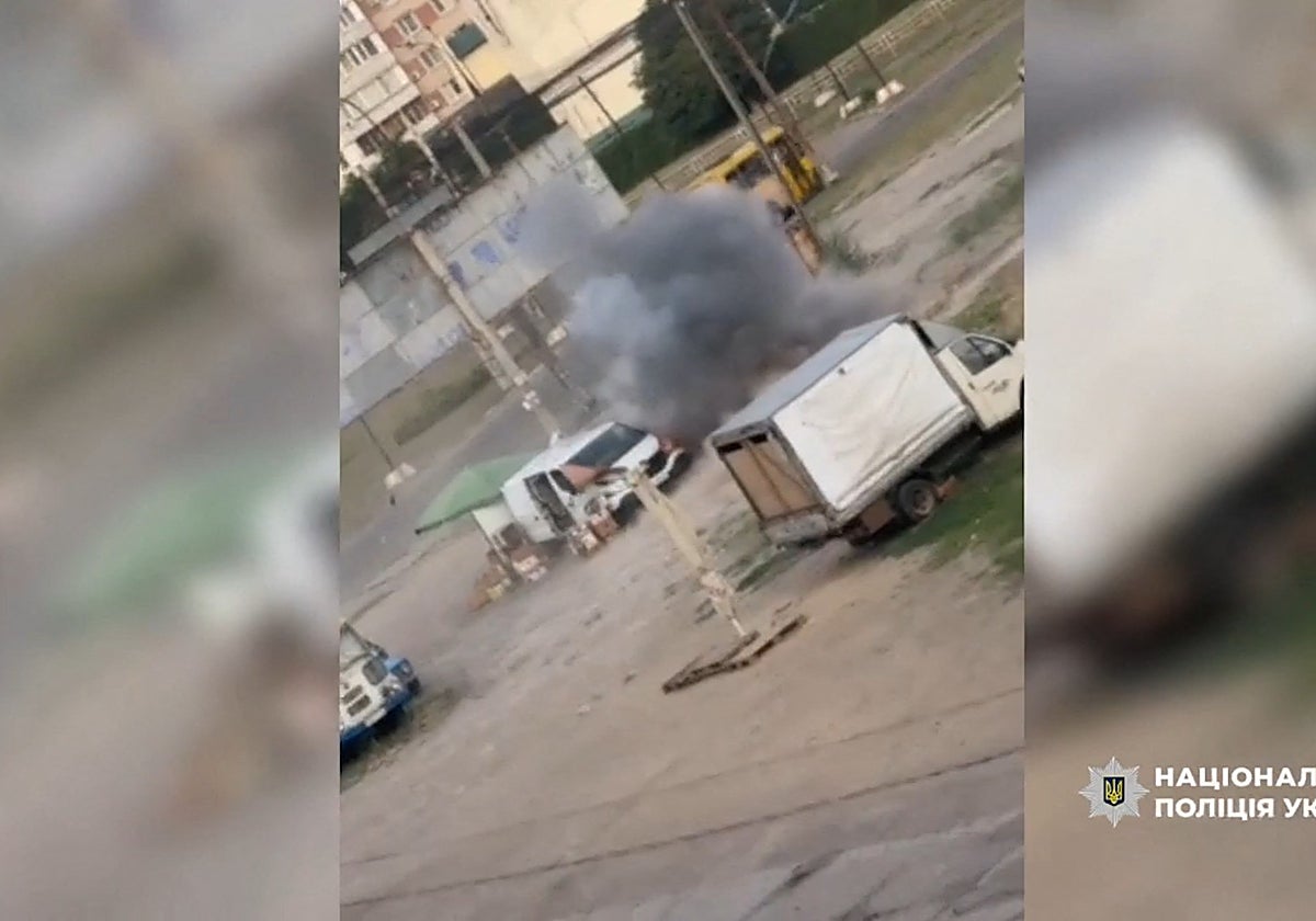 Momento en el que explota el dron que acosaba a Yurii