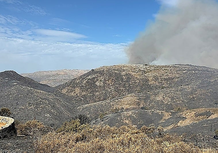 Nube de humo provocada por el incendio de Igualeja.