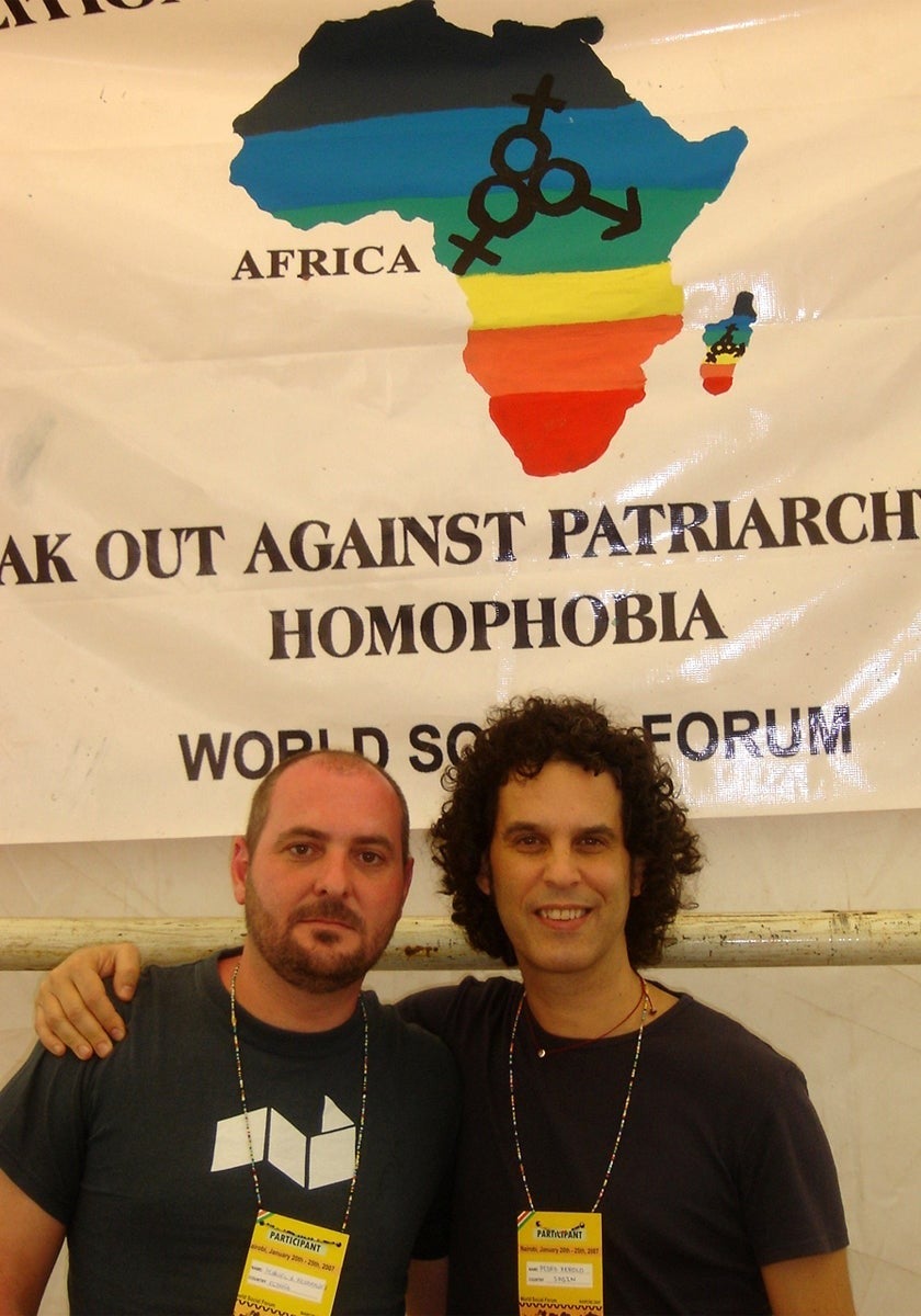 Pedro Zerolo y Miquel A. Fernández en el Foro Social Mundial Nairobi 2007. Archivo personal MAF
