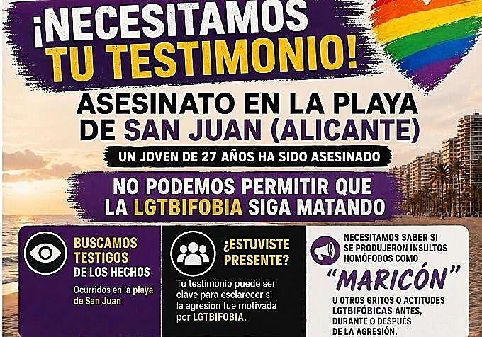 Mensaje en el que se anuncia que buscan testigos de la agresión mortal.