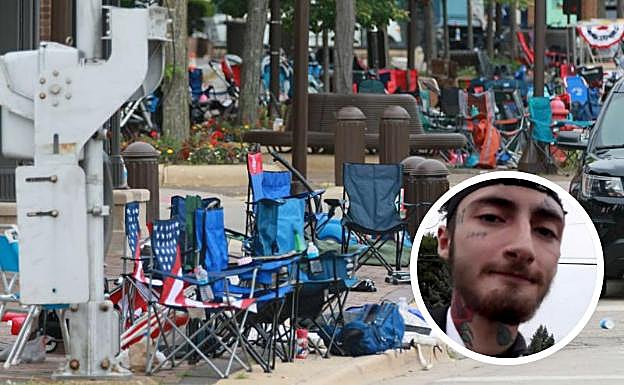 Escena del tiroteo masivo en Illinois.