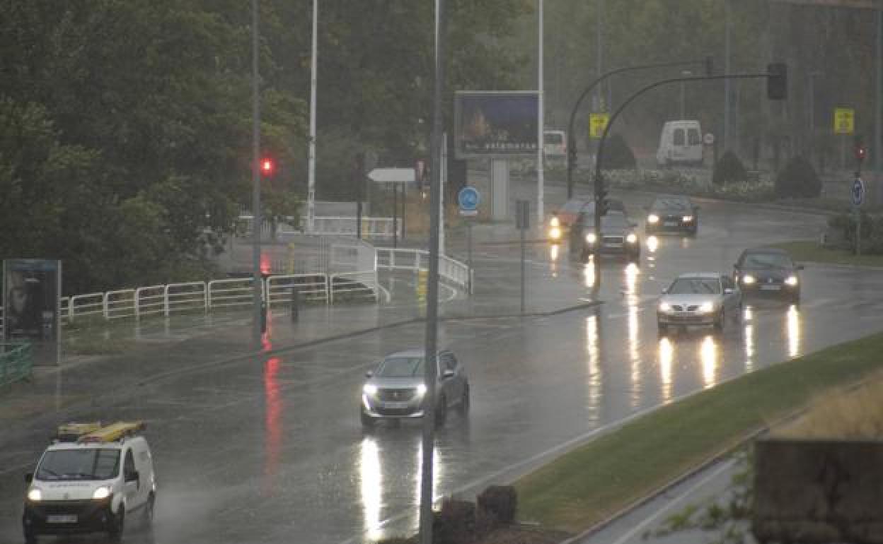 La carretera de Salamanca en un día de lluvia. 