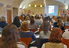 Asistentes en el Aula de Grados de la UPSA, con los participantes en la jornada al fondo.