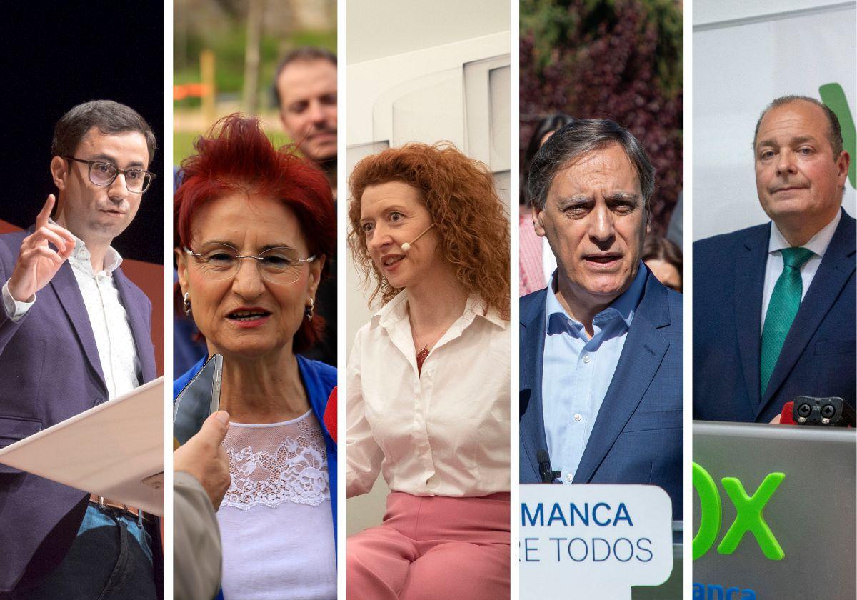 Candidatos de PSOE, IU-Podemos, Cs, PP y Vox.