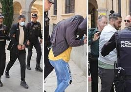 Tres de los encausados, llegando a la Audiencia Provincial.