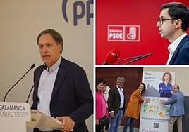 Montaje con García Carbayo, Mateos y Suárez, los candidatos que más votos obtuvieron las pasadas elecciones y que esta año han decidido no hacer una arranque de campaña tradicional.