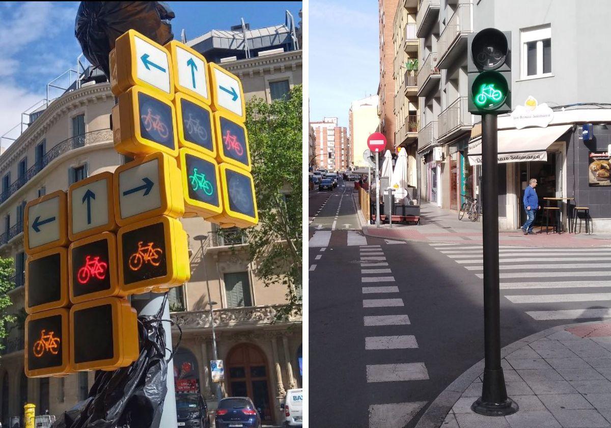 El semáforo de la polémica en Barcelona y el único de bicis de Salamanca.