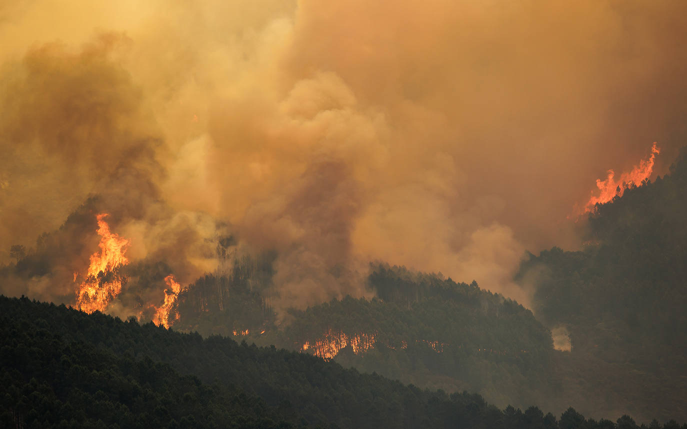Medios aéreos y de tierra de Castilla y León colaboran Las Hurdes y la Sierra de Gata
