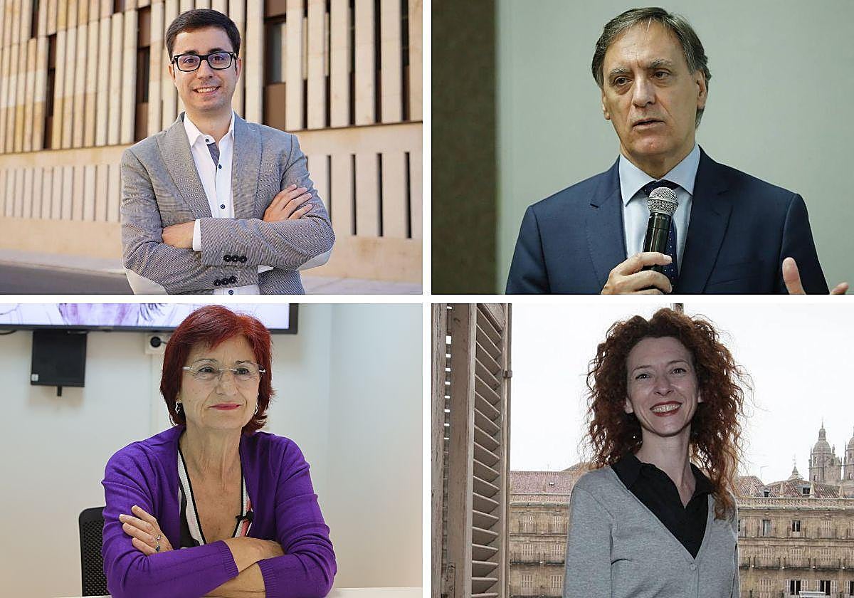 José Luis Mateos, candidato del PSOE; Carlos García Carbayo, candidato del PP; Carmen Díez, candidata de Podemos-IU-AV; Ana Suárez, candidata de Ciudadanos.