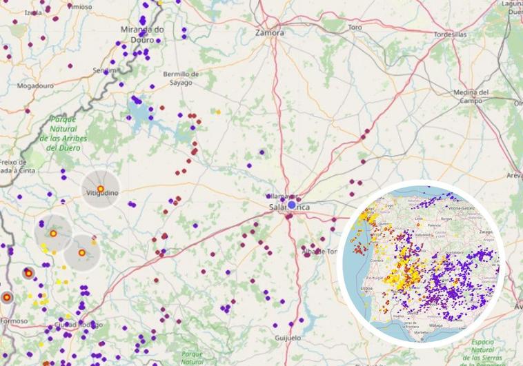 Unos 200 rayos han caído en Salamanca en las últimas 24 horas y se espera granizo