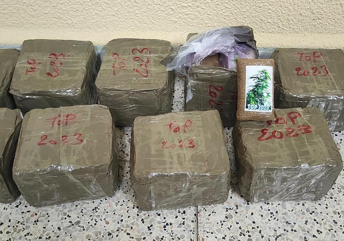 Paquetes con pastillas de hachís incautadas.