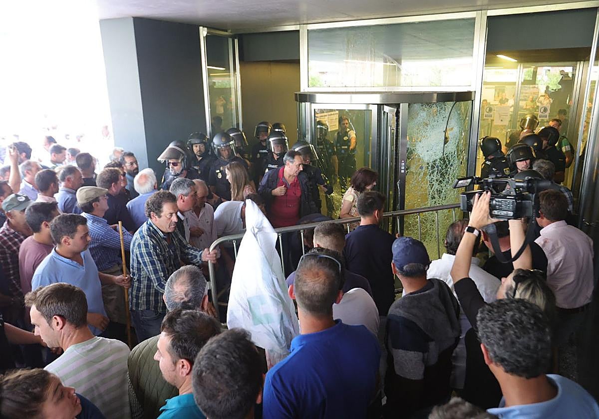 Imagen de la protestas en la Delegación de la Junta.