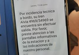 El mensaje que recibieron los usuarios del tren.