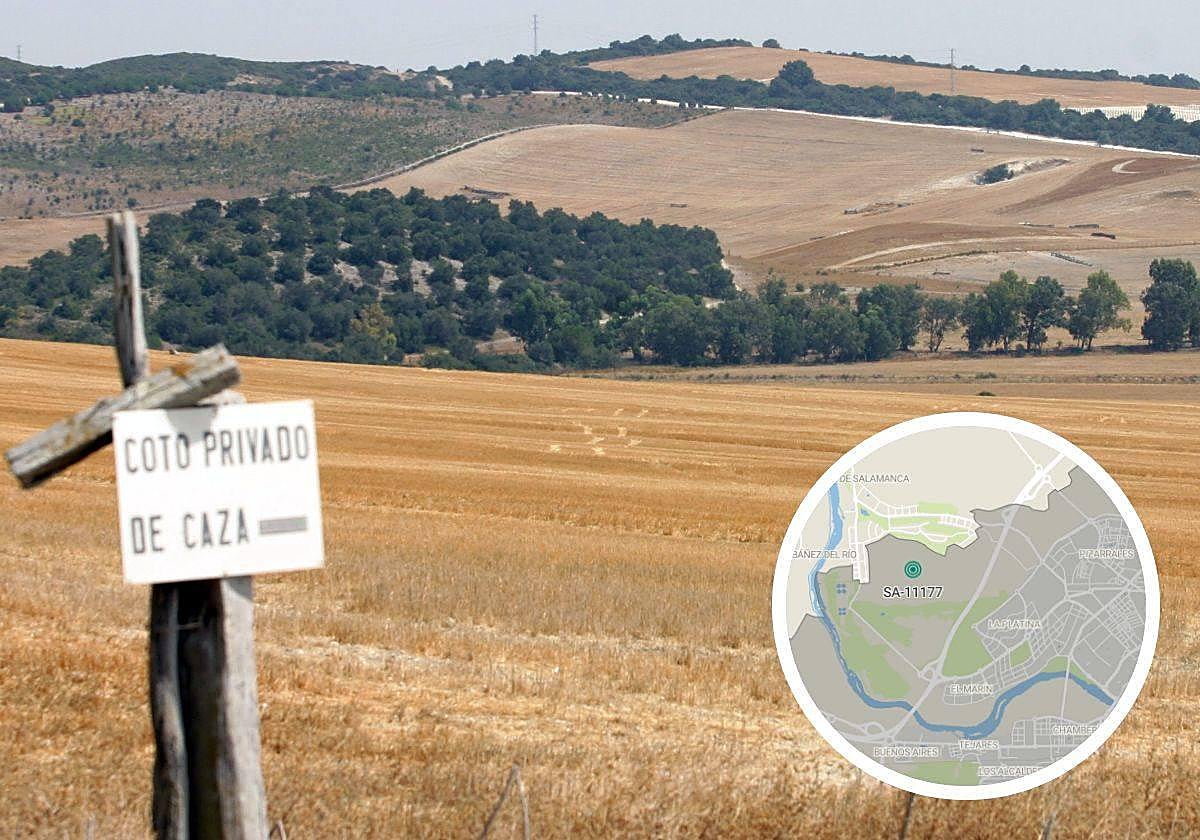 Coto de caza y mapa de localización en Salamanca.