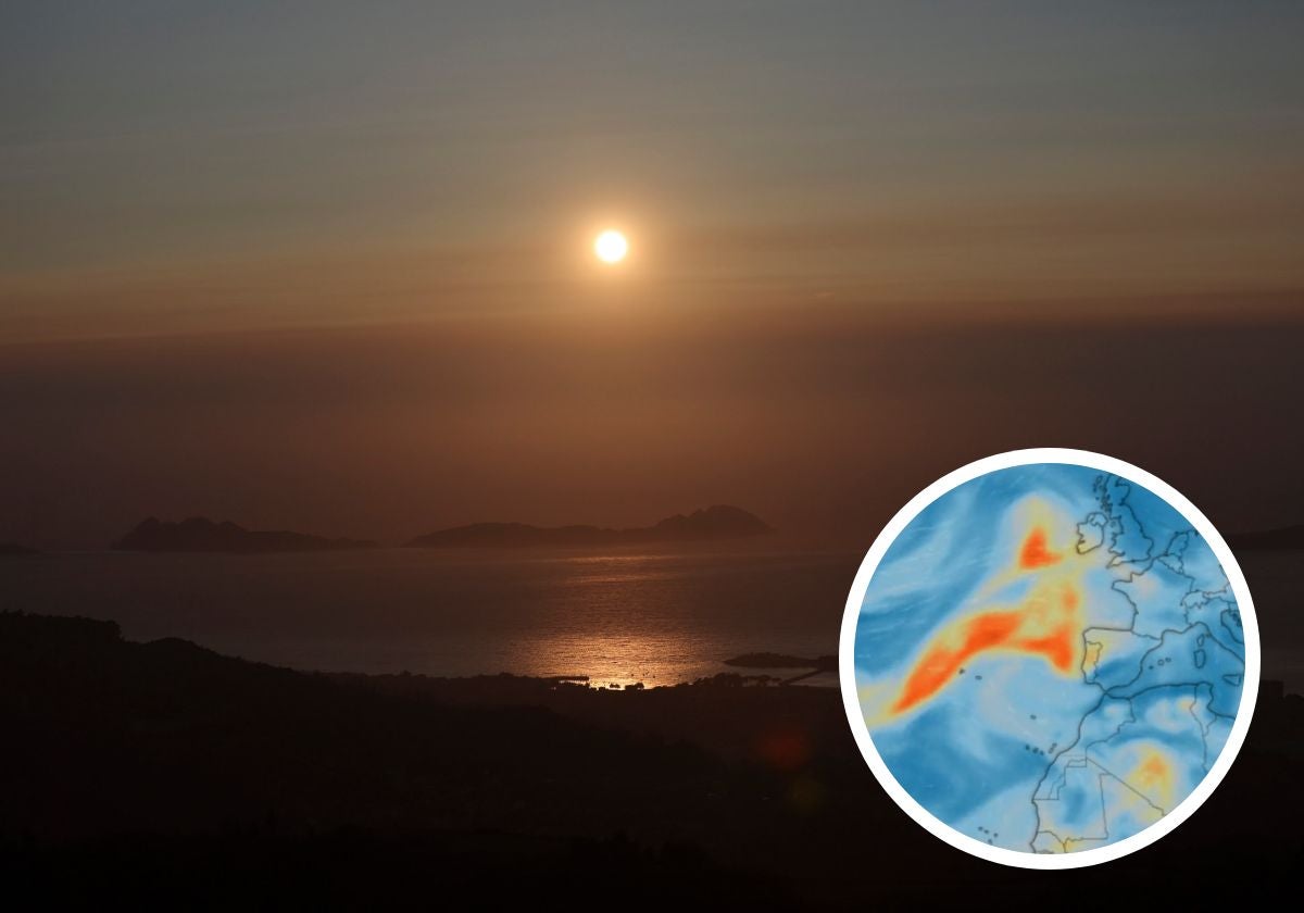 Humo de los incendios de Canadá, visto desde Vigo.