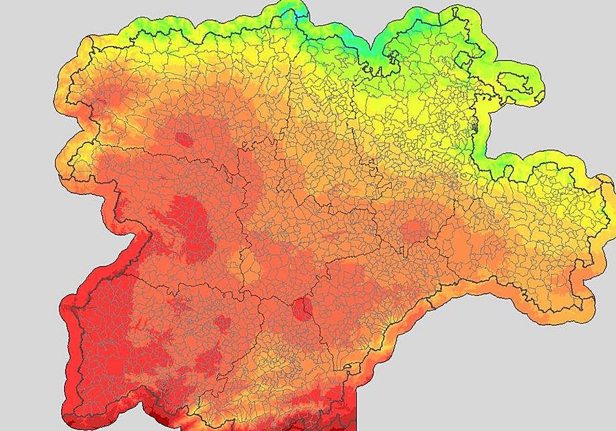 Mapa de temperaturas para el 27 de junio de Aemet.