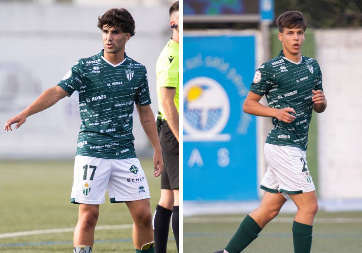 Alonso García y Jesús Boigues durante un partido de pretemporada con el CD Guijuelo.