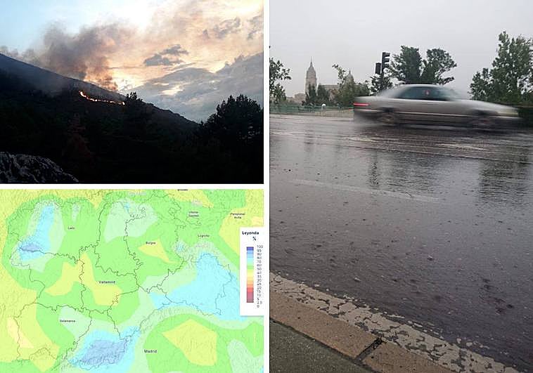 Incendio en Nava del Barco, lluvia en Salamanca y mapa de temperaturas.