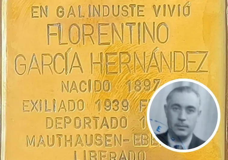 Piedra que se colocará en Galiniduste e imagen de Florentino García.