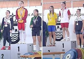 Marta García e Irene Pérez, en lo alto del podio de sus respectivas categorías.